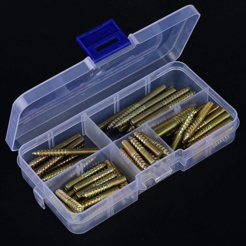 Hyuduo 80Pcs M5 Dowel Screw Double Ended Screws Self-Tapping Threaded Bolts Hanger Bolts Studs - Image 4